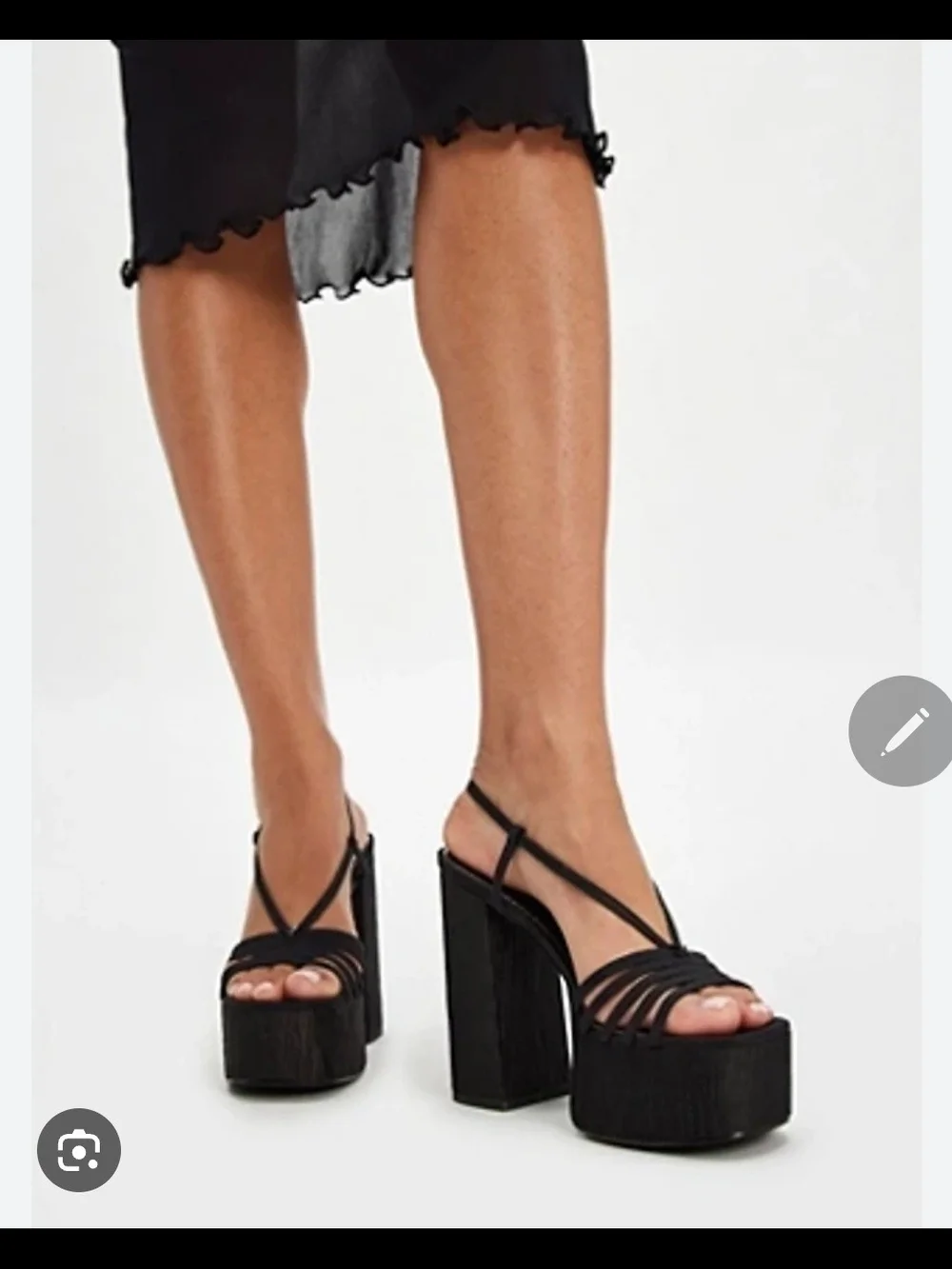 Circus by Sam Edelman Black Textured Platform Slingback Heels